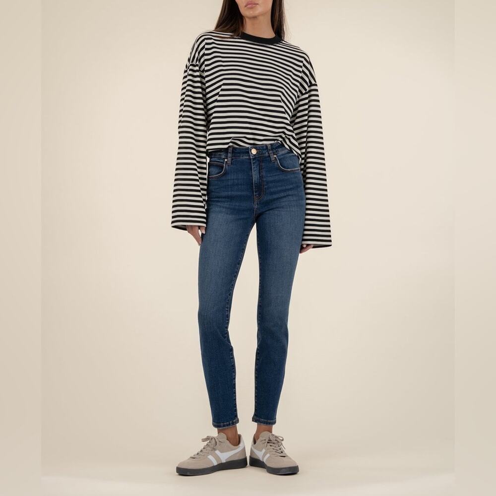 Kut from the Kloth Dark Wash High Rise Charlize Fab Ab Cigarette Leg Jean Size 0